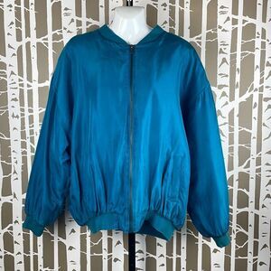 100% Silk Vtg 90s Bomber Jacket L